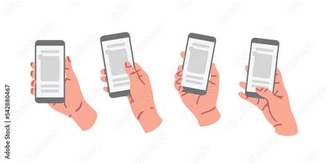 Hands Holding Mobile Phones Set Fingers Touching Tapping Scrolling