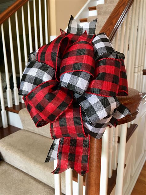 Fall Christmas Bow Wreath Bow Buffalo Plaid Ribbon Beautiful Wreath