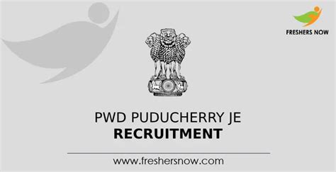 Pwd Puducherry Je Recruitment Notification For Posts