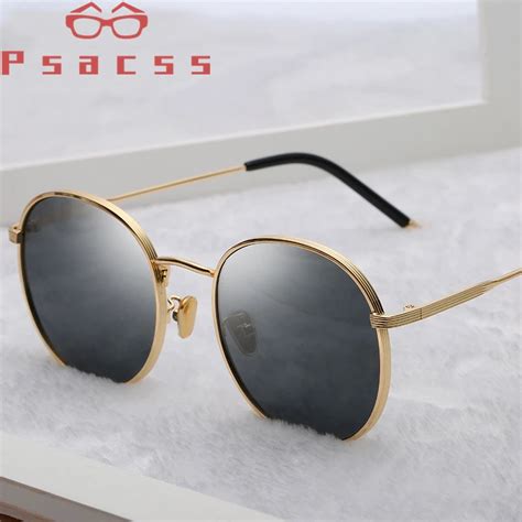 Psacss New Round Polarized Sunglasses Women Men Alloy Frame Fashion