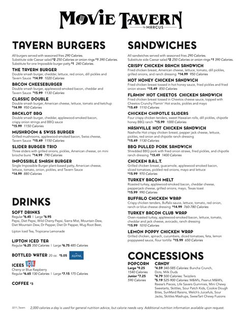 Menu at Movie Tavern Exton pub & bar, Exton