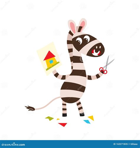 Vector Satz Cartoon Lustiges Zebra Isoliert Auf Weißem Hintergrund