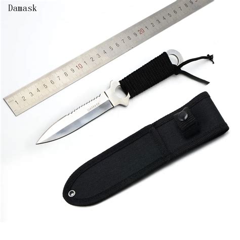 Damask Brand Stainless Steel Blade Survival Camping Knife Fixed Blade Knife Non Slip Handle ...