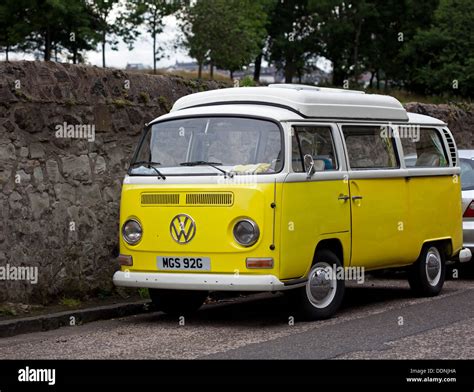 Volkswagen Camper Van, yellow and white Stock Photo: 60097222 - Alamy