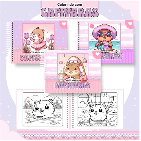 Livro Capivara Para Colorir - Livro de Colorir Capivara em PDF Digital para Imprimir