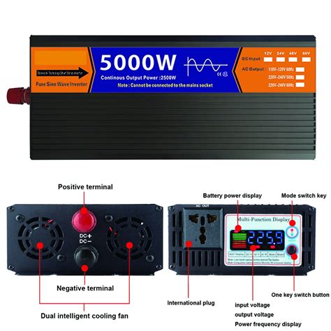 Pure Sine Wave Inverter DC 12V / 24V / 48V / 60V To AC 2000W 3000W ...