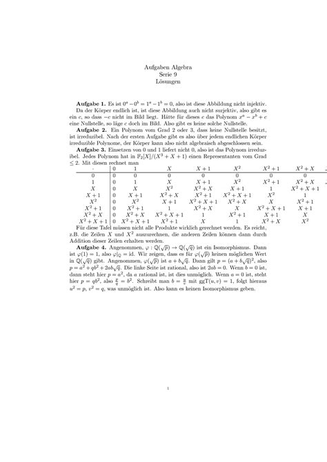 Loesungen Wintersemester Prof Schlage Puchta Aufgaben Algebra