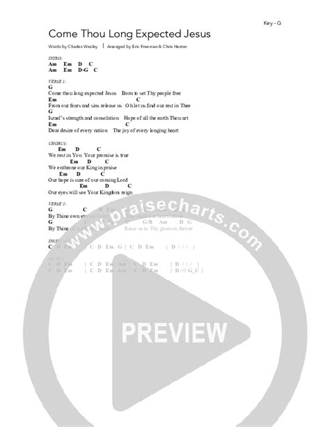 Come Thou Long Expected Jesus Chords PDF (Daystar Worship) - PraiseCharts