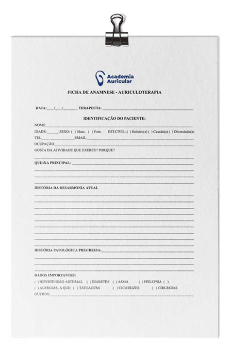 Ficha De Anamnese Auricular Academia Auricular