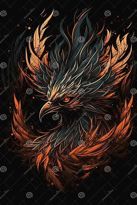 Burning Bird Phoenix Rising Form Flames And Fire Stock Illustration