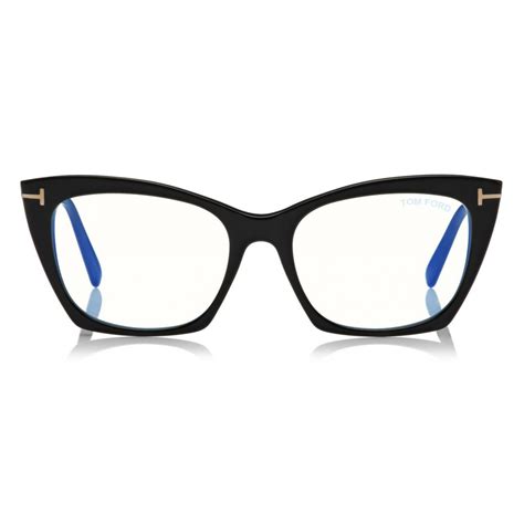 Tom Ford Cat Eye Blue Block Optical Glasses Black FT5709 B