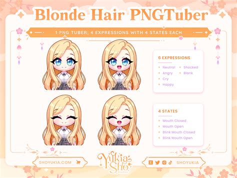 Blonde Hair Blue Eyes Chibi Pngtuber Model For Twitchyoutube Vtuber