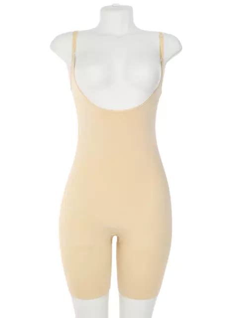 SPANX JS1360 WOMENS Soft Nude Power Series Open Bust Midthigh Bodysuit