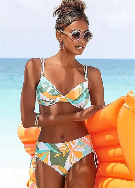 White Print Abstract Underwired Bikini Set By Sunseeker Swimwear365