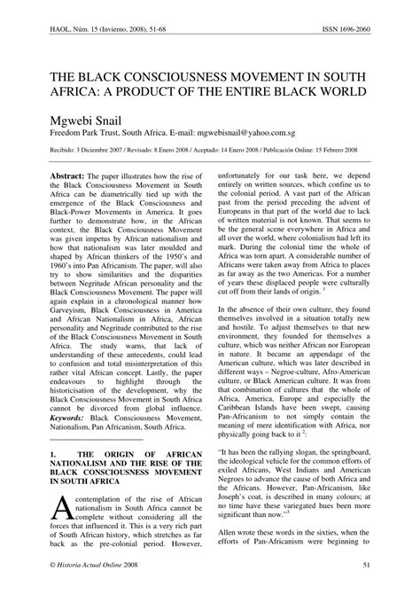 (PDF) The Black Consciousness Movement in South Africa: A Product of ...