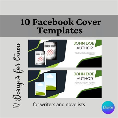 Canva Facebook Cover Templates for Writers, Editable Canva Templates, Facebook Cover Canva ...