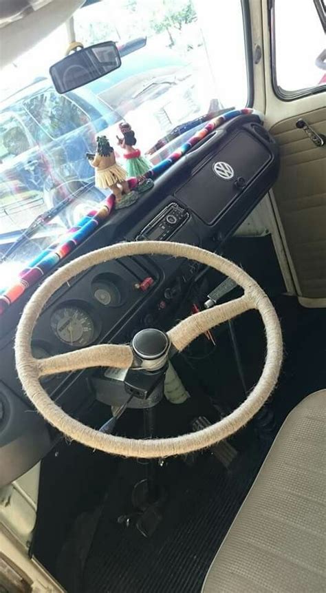 VW bus steering wheel covered with jute/twine. | Vw bus interior ...