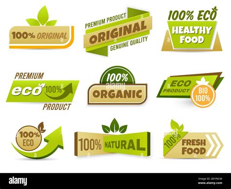 Eco Label Banner Healthy Food Labels Eco Bio Product And Natural