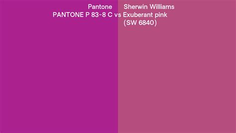 Pantone P 83 8 C Vs Sherwin Williams Exuberant Pink SW 6840 Side By