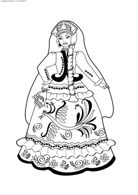 Раскраска Русская красавица | Folk embroidery, Coloring sets, Russian ...