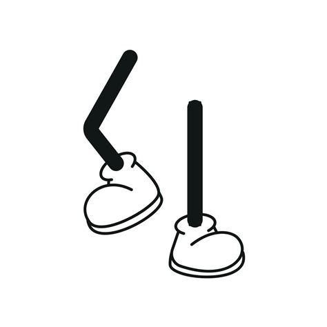 Cartoon Vector Walking Feet In Trainers Or Sneakers On Stick Legs In