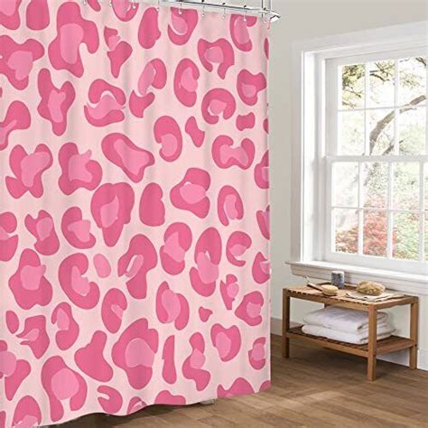 Riyidecor Pink Leopard Print Shower Curtain X Inch Wx H Ebay