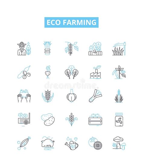 Conjunto De Iconos De Línea Vectorial De Cultivo Ecológico Ecofarmar