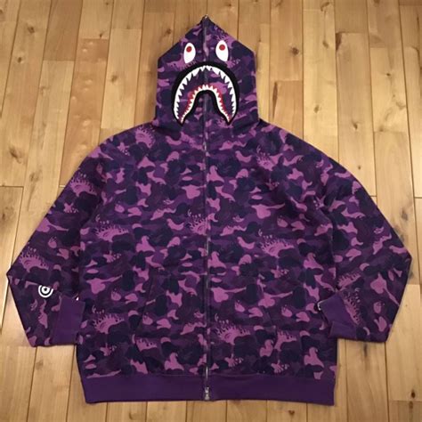 Bape Fire Camo Shark Full Zip Hoodie Grailed