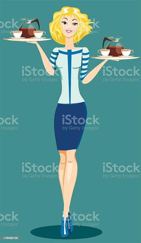 Beautiful Girl Waitress Stock Illustration Download Image Now 2015