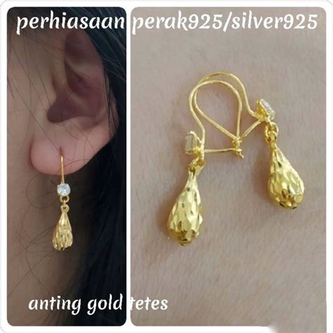 Jual ANTING PERAK ASLI SILVER WANITA 925 LAPIS EMAS MODEL KAIT AGOGO