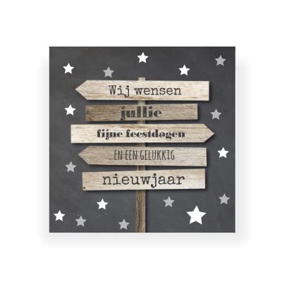 Hippe Kerstkaart Krijtbord Wegwijzer Hout Met Sterren