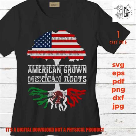 American Grown Mexican Roots Svg Dxf America Flag Bandera Etsy Espa A