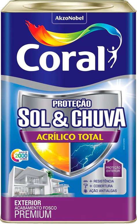 Tinta Coral Sol E Chuva 18 Litros - TINTA ACRÍLICA FOSCO SOL E CHUVA 18L CORAL | Casa do Viana