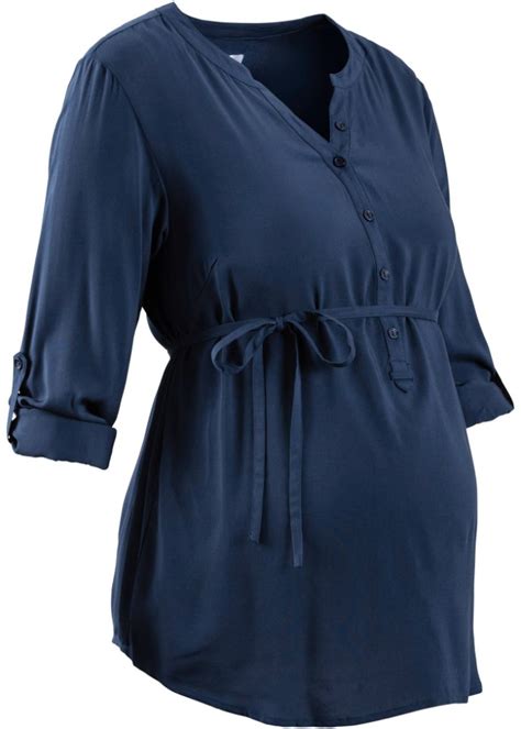 Sch Ne Bluse Mit Langer Knopfleiste Blau Damen Bonprix