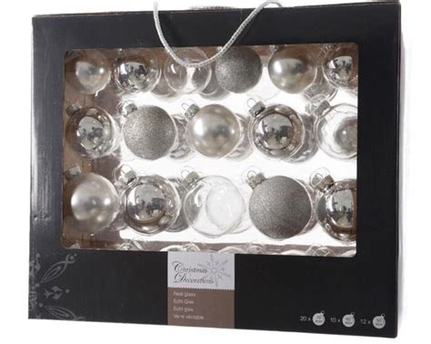 Decoris Kerstballen Mix Stuks Glas Zilver Bol