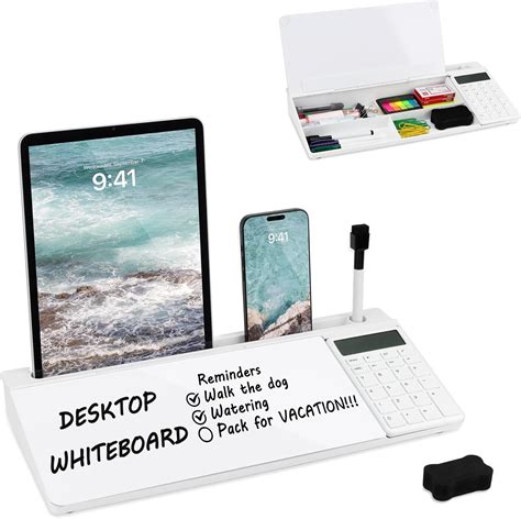 Pechor Glass Desk Whiteboard With Storage Desktop Buddy To Do List Memo Dry Erase