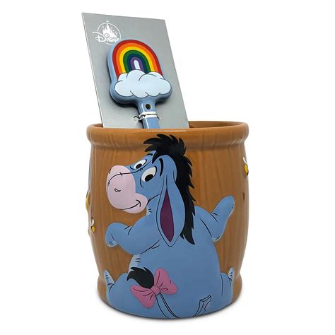 Disney Coffee Mug Eeyore With Rainbow Spoon