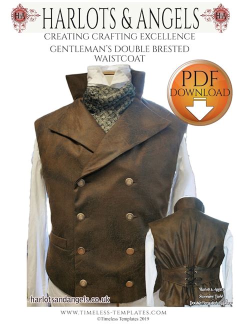 Sewing Pattern For Steampunk Vest Digital Download Xl Sizes Etsy