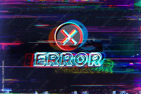 Error Glitch Art Corrupted Graphics Typography Illustration In Retro