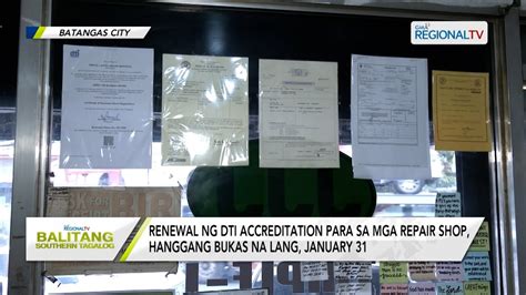 Balitang Southern Tagalog Renewal Ng Accreditation Sa Mga Repair Shop