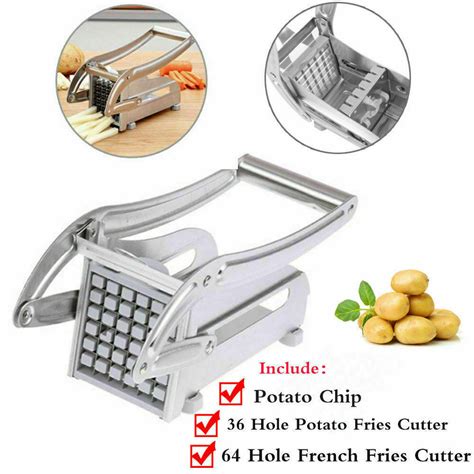 Potato Chipper Chip Chopper Cutter Slicer Maker And 2 Steel Edges 🍟