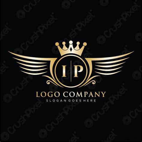 Ip Letter Initial With Royal Wing Logo Template Stock Vector