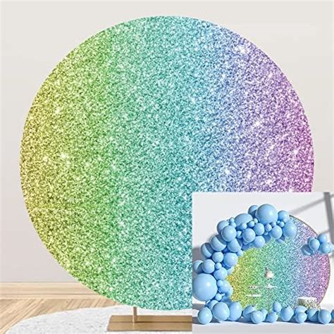 Amazon OERJU 5x5ft Glitter Rainbow Round Backdrop Luxurious