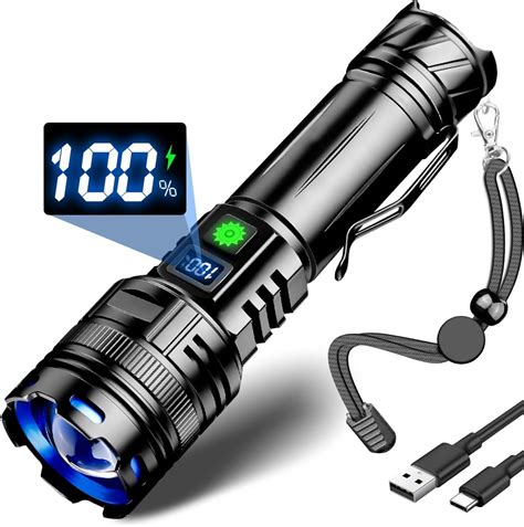 JAY PARK Rechargeable LED Flashlight 1000000 Lumen Super Bright