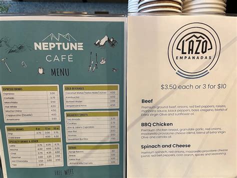 Menu at Neptune Café & Bar, Boulder