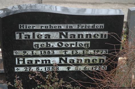 Grab Von Harm Nannen 27 08 1888 05 06 1980 Friedhof Bunde Neuer Friedhof