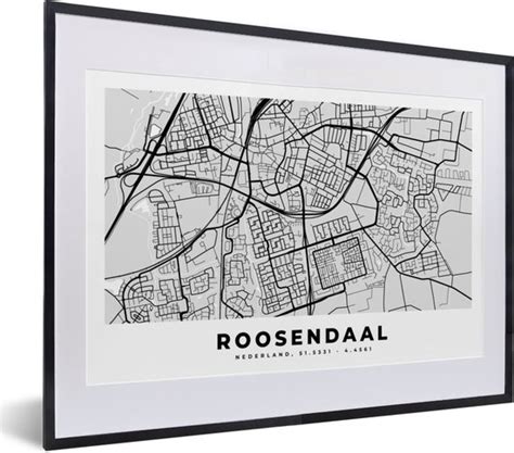 Fotolijst Incl Poster Stadskaart Roosendaal Nederland 40x30 Cm