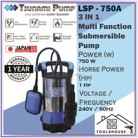 Tsunami 3in1 Multi Function Submersible Pump LSP350A LSP750A Fish