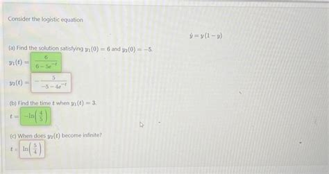 Solved Consider The Logistic Equation Y˙ Y 1−y A Find The