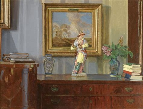 Interior With Chinese Figure Painting Konstantin Somov Oil Paintings